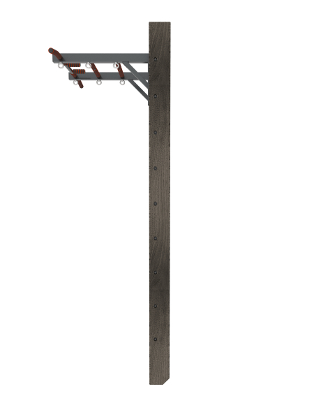 Брашированная шведская стенка "Кастерли" Black с турником (Черные ступени)