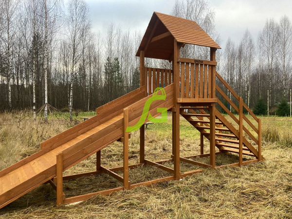 Заливная горка "IgraGrad Snow Fox Start с крышей", скат 4 м