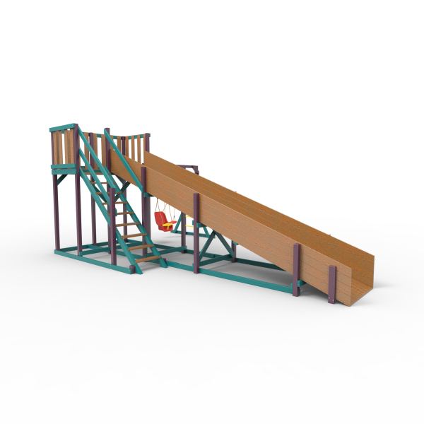Детская площадка - деревянная горка Пикник "Зима №3" Лила с рукоходом