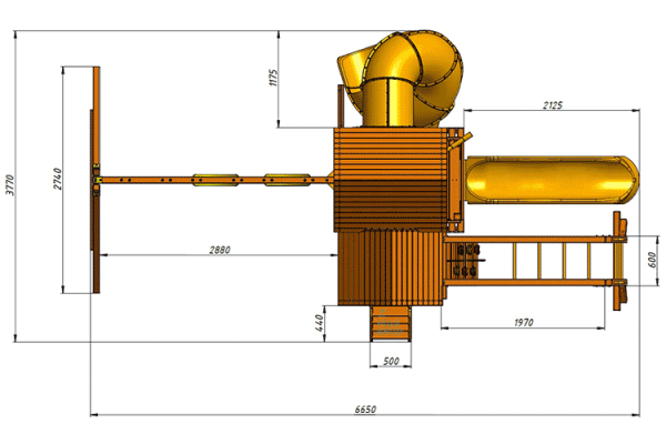 Детская игровая площадка "Панорама" с винтовой трубой, спуском и рукоходом