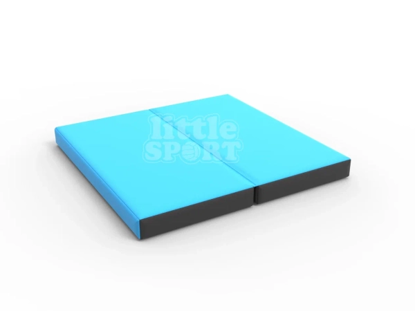 картинка Мат кожзам LittleSport (100х100х10см) складной в 2 сложения черный\голубой от магазина Лазалка