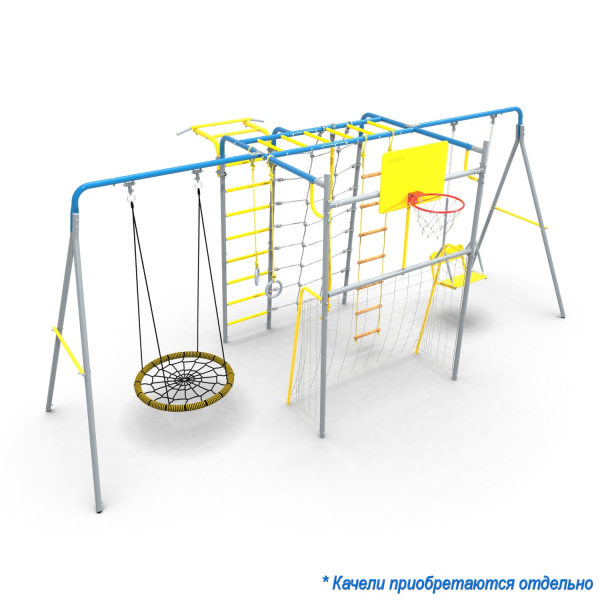 картинка УДСК-12.2 "Физрук-К2" с двумя доп. секциями "Качели" синий/серый от магазина Лазалка